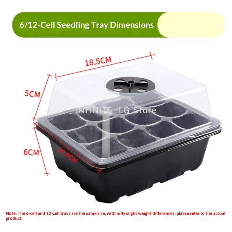Humidity Dome Kit - ถาดเพาะเมล็ดสำหรับใช้ในบ้าน ขนาด 6/12 ช่อง พร้อมชุดอุปกรณ์เพาะเมล็ดและไฟปลูก โดมควบคุมความชื้นปรับได้