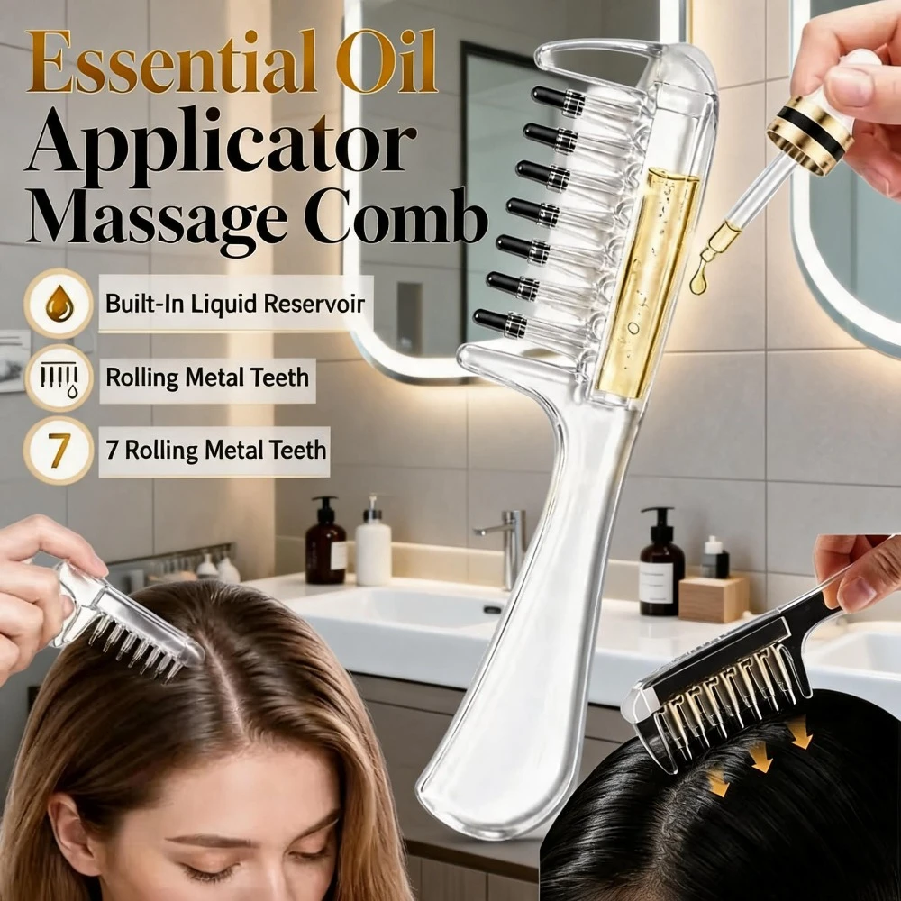 Root Stimulator Liquid - หวีนำน้ำมันหอมระเหย หวีนวดหนังศีรษะ หวีนวดสำหรับทาเซรั่มบำรุงรากผม อุปกรณ์สำหรับร้านทำผม ช่วยลดผมร่วง